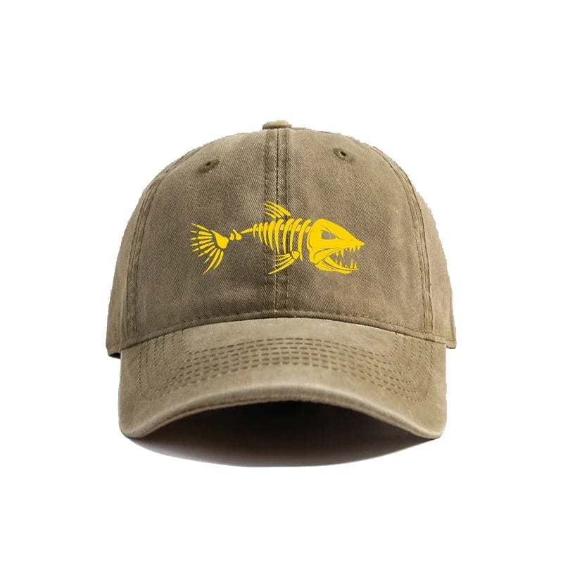 Fishbone Baseball Cap Fishing Skeleton Fish Bone Caps