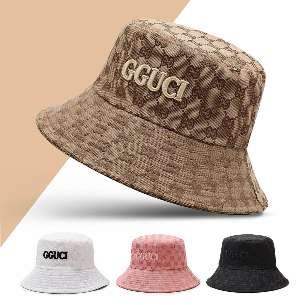 Unisex Black and White Embroidered Letters Personalized Bucket Hat