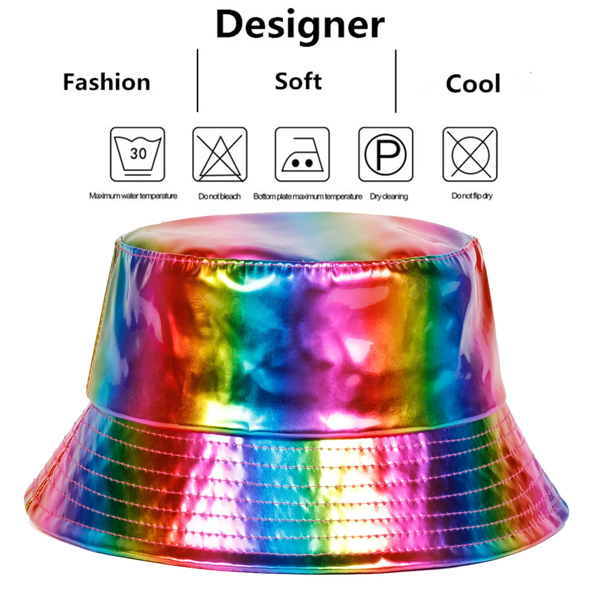 Unisex PVC Colorful Color Personality Bucket Hats Fishermen Caps Sunscreen Hat