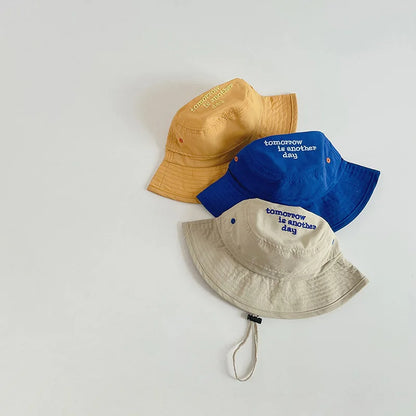 Summer Quick-Dry Baby Children Bucket Hat Solid Color Letter Kids Fisherman