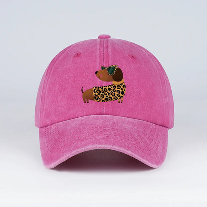 Leopard-Print Dachshund Baseball Cap