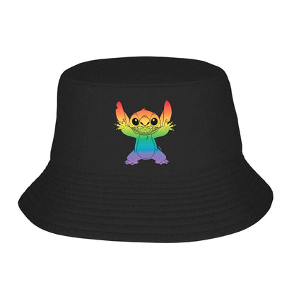 Men Bucket Hat Cartoon Lilo Stitch Picnic Headwear Foldable Outdoor