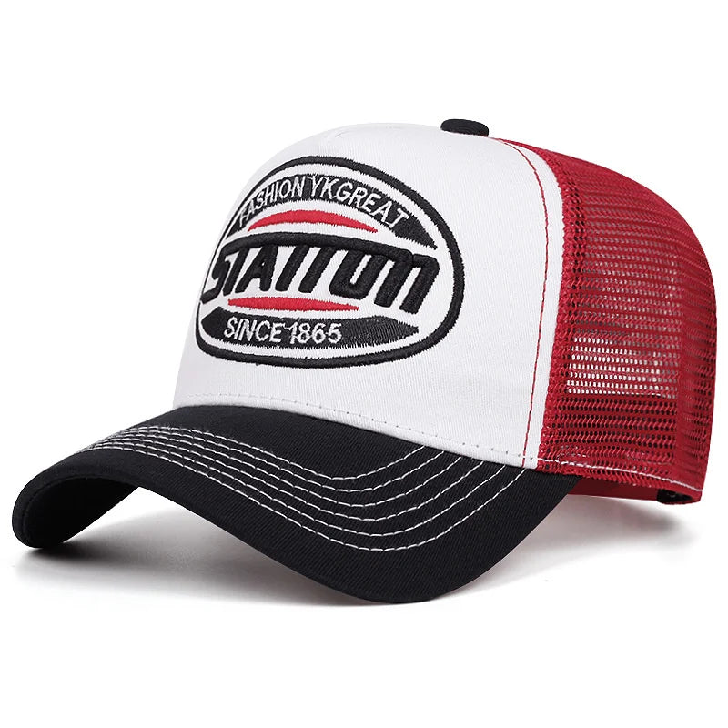 Baseball Cap Classic STATION Letter Pattern Mesh Cap Men Women