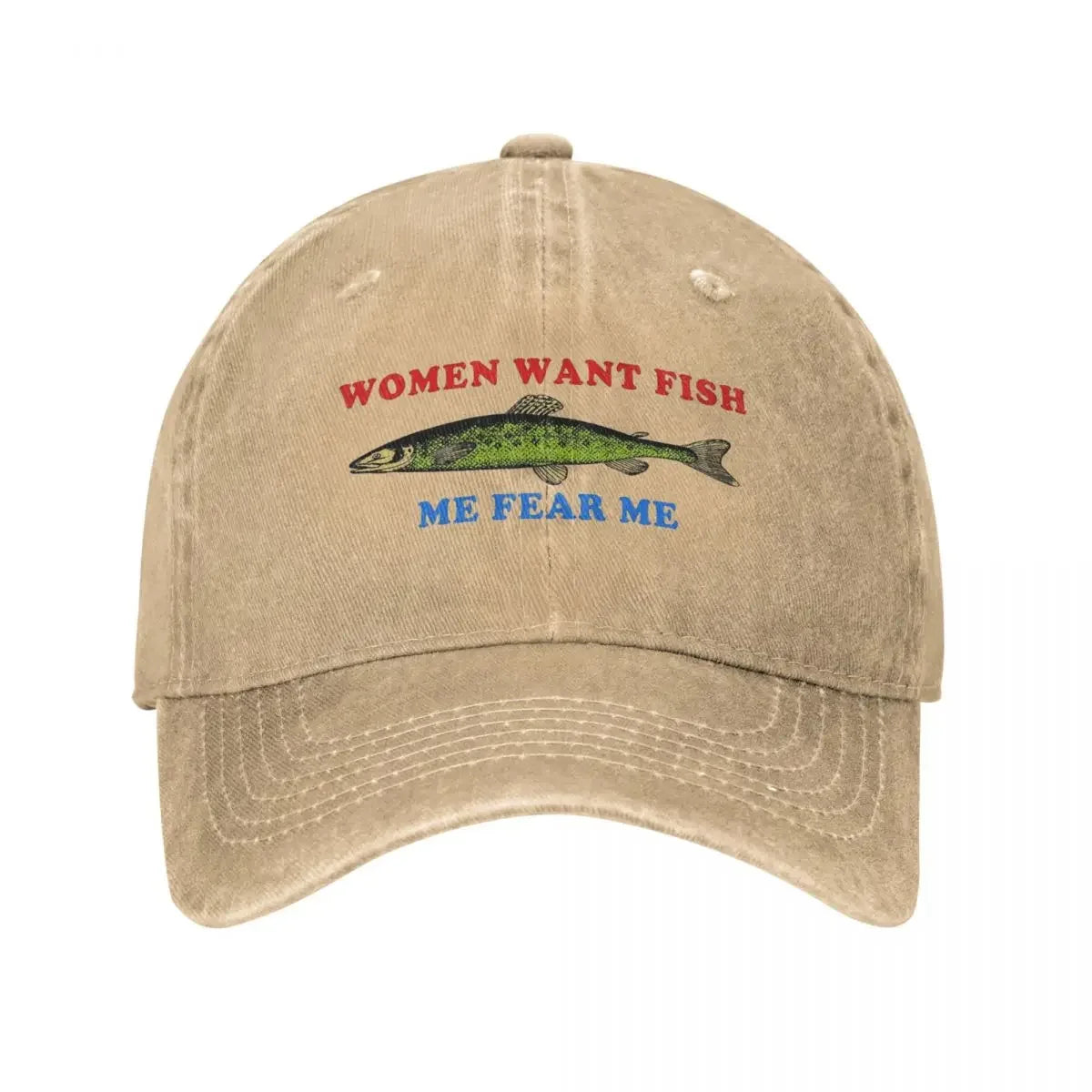 Women Want Fish Me Fear Me Baseball Cap Stuff Vintage