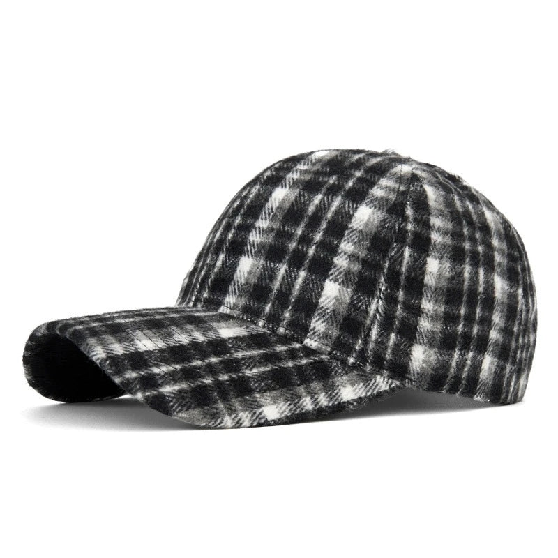 Hats For Men And Women New Classic Plaid Baseball Cap Hard-Brimmed Face-Slimming