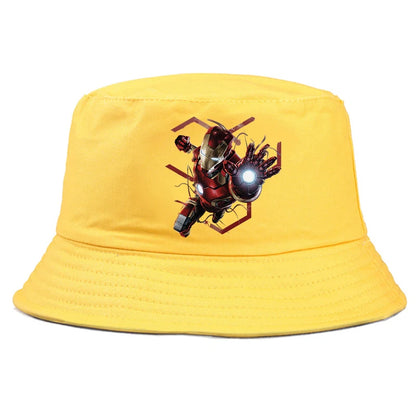 Marvel Iron Man Bucket Hat Casual Graphic Vintage Cartoon Beach Panama Hats
