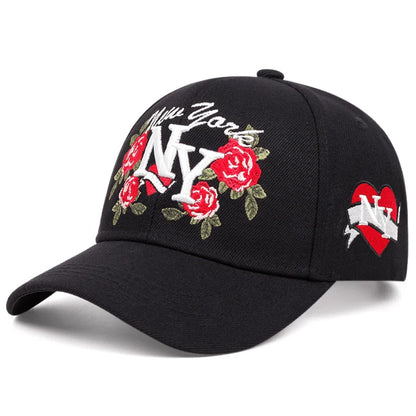 Fashion NY Embroidered Rose Baseball Hat