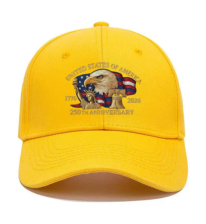 USA 250th Anniversary Hat Patriotic Baseball Cap Eagle Flag Bell Statue of Liberty Printed