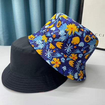 2024 New Bucket Hats Letter Embroidered Double-sided Fisherman