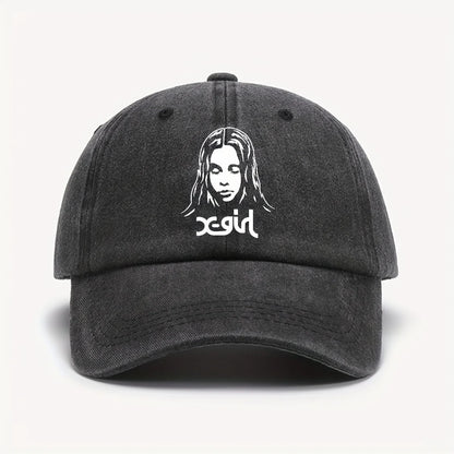 Girl Printed Baseball Cap Unisex Vintage Wash Sun Hat