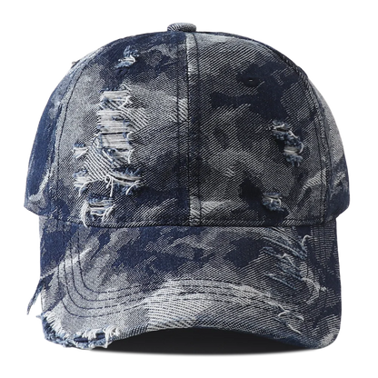 Vintage Distressed Denim Baseball Cap Hip Hop Streetwear Washed Ripped