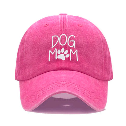 Vintage Washed Cotton DoG MOM Embroidery Baseball Cap For Men Women