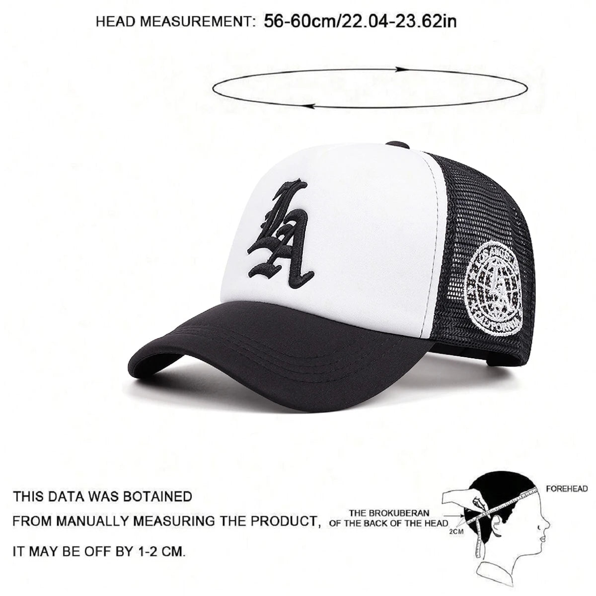LA Side Embroidered Breathable Mesh Hat Men's Hip Hop Hat Baseball Hat