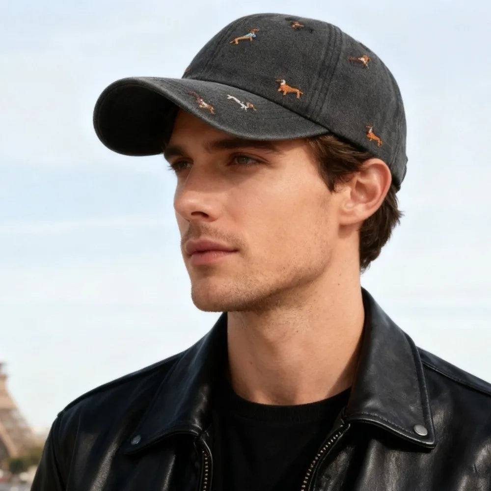 Fashion Punk Embroidery Puppy Cap Baseball Cap