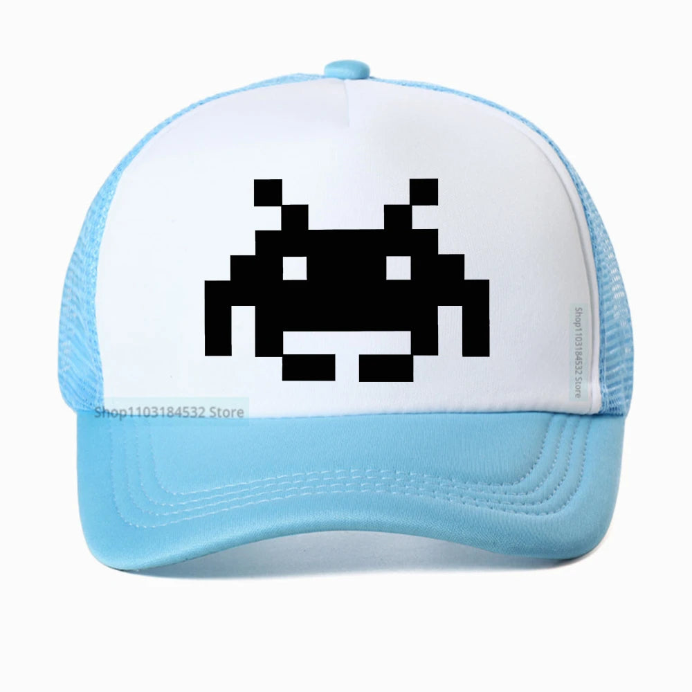 Don't Invade My Space Newest Space Invaders Arcade Mesh Breathable Baseball Cap