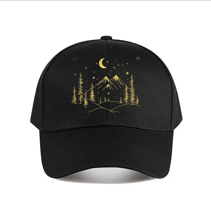 Pink Vintage Baseball Cap Mountain Moon Tree