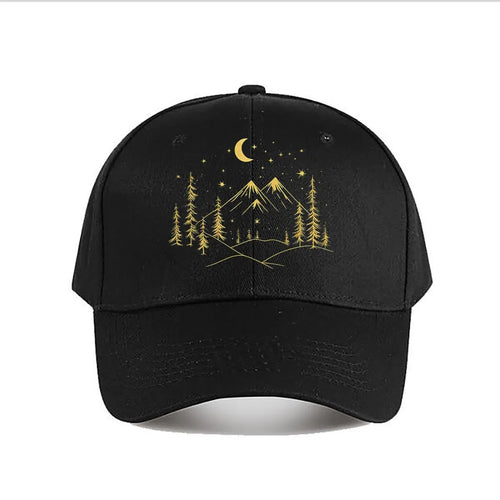 Pink Vintage Baseball Cap Mountain Moon Tree