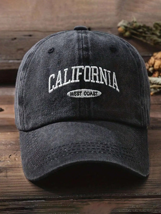 Vintage Embroidered Letter Wide Brim Baseball Cap