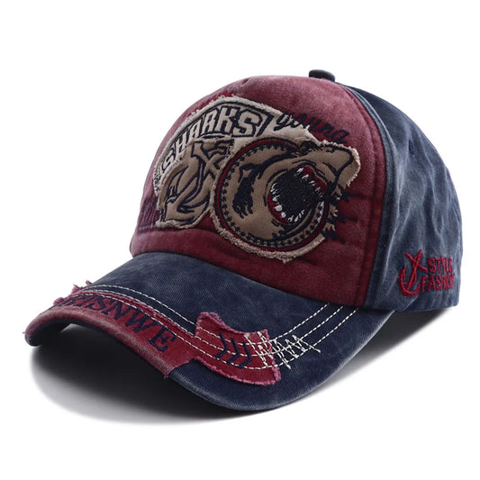 New Designer Vintage Shark Hat Embroidery Baseball Cap
