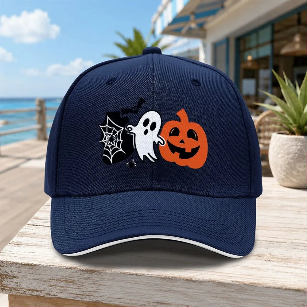 Halloween Ghost Pumpkin Spider Web Baseball Cap