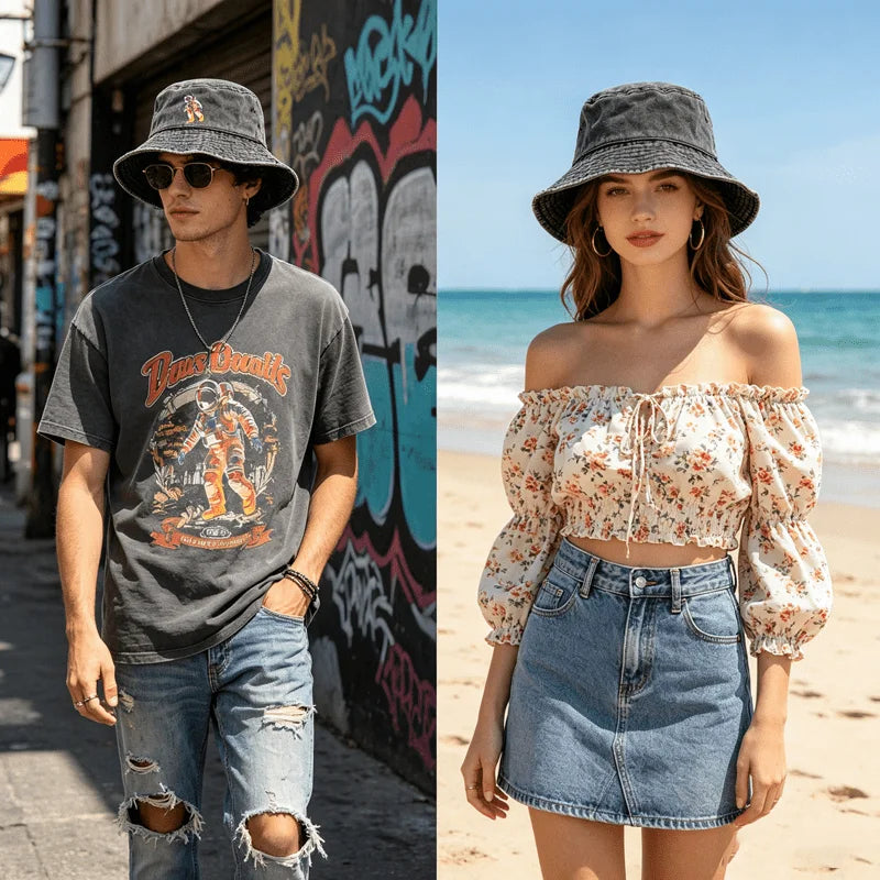 Vintage Minimalist Washed Bucket Hat