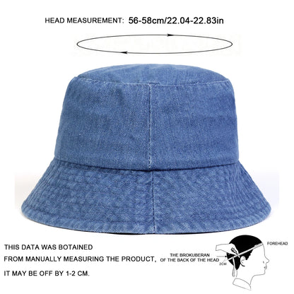 Unisex Light Board Solid Color Denim Bucket Hats Fishermen Caps