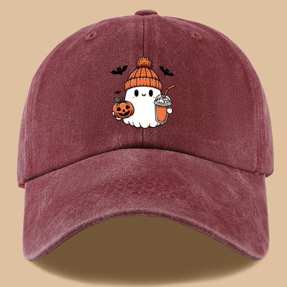 Baseball Cap Cute Ghost Pumpkin Milk Tea