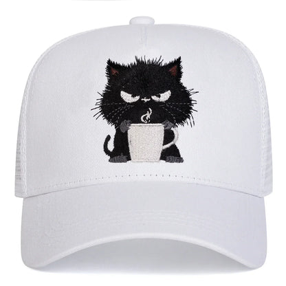 Unisex Black Cat Embroidery Baseball Caps