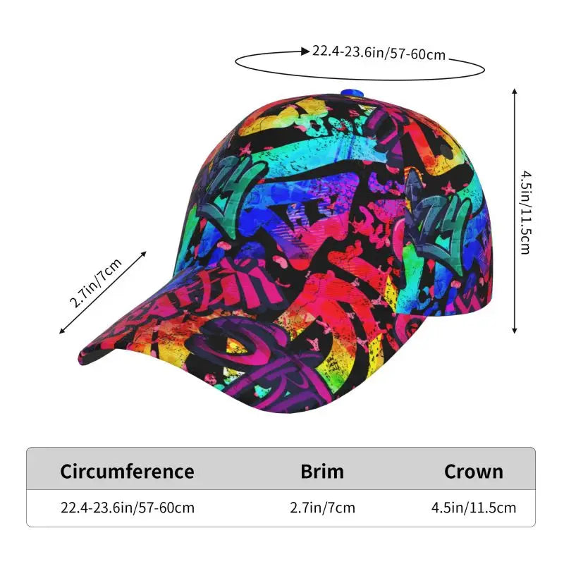 Custom Graffiti Art Print Baseball Cap Graffiti Doodle Sport Sun Caps For Men Women