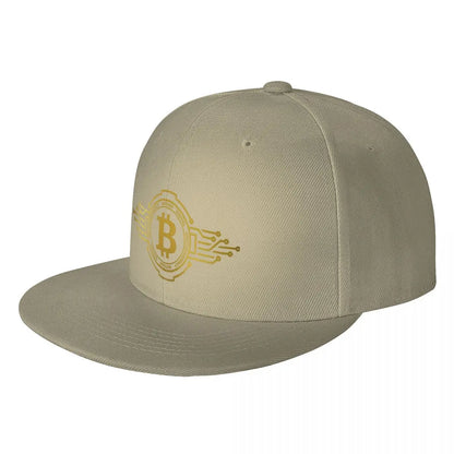 Bitcoin Crypto Currency Traders Gold Coin Snapback Cap Panama Hat