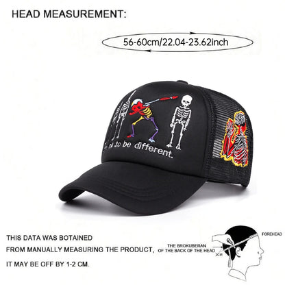 Five Skeleton Side Prayer Embroidery Trendy Retro Hip Hop Hat Men Baseball Hat