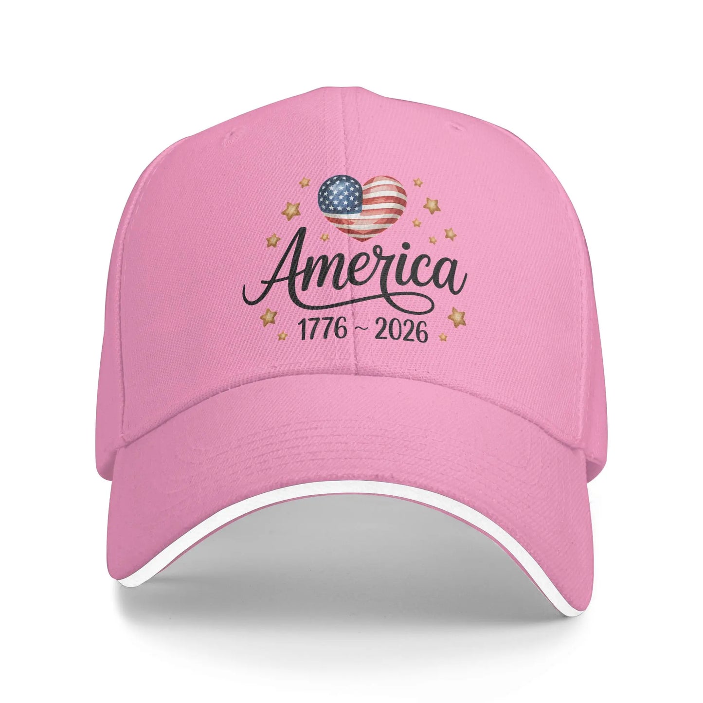 Flag Heart 1776 2026 July 4th 250th Birthday Sun Baseball Cap