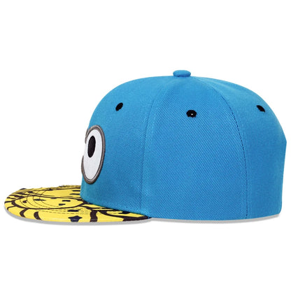 Cartoon Big Eyes Cookie Bite Blue Snapback Hat Adults