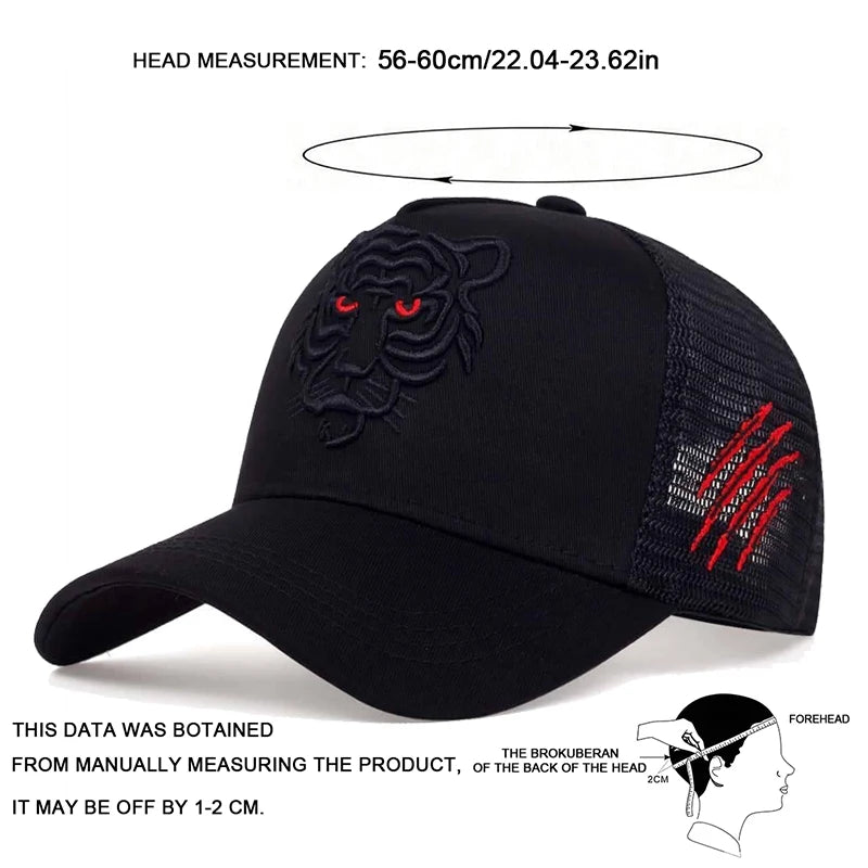 Unisex Tiger Head Embroidery Baseball Caps
