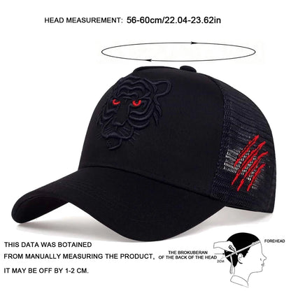 Unisex Tiger Head Embroidery Baseball Caps