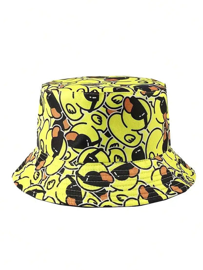 Casual Colorful Cartoon Duckling Print Bucket Hat