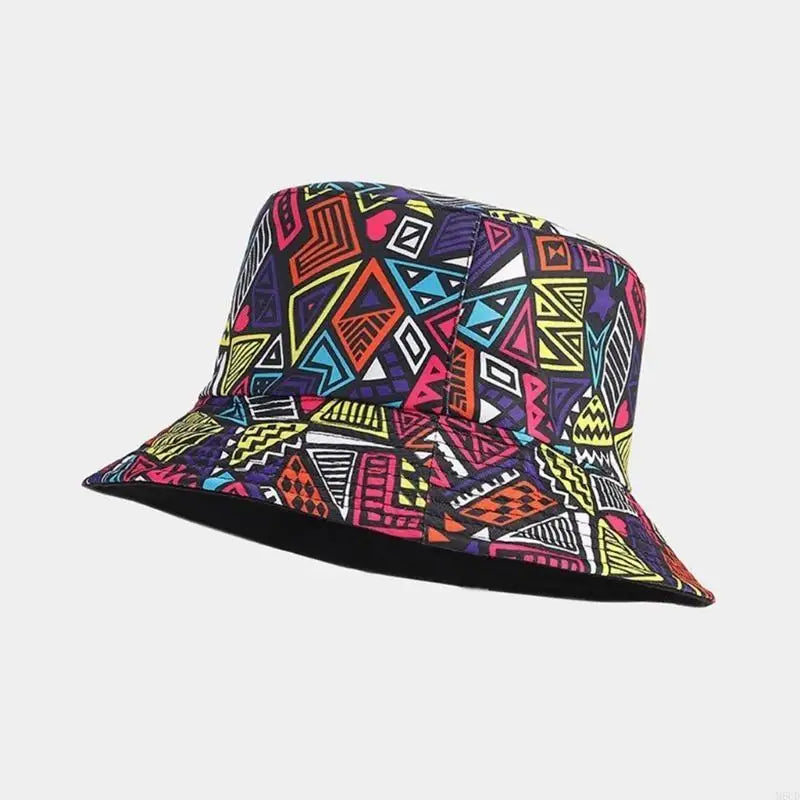 M6CD Fisherman Hat 80s 90s Bucket Hat Cloche Geometric Bucket Hat