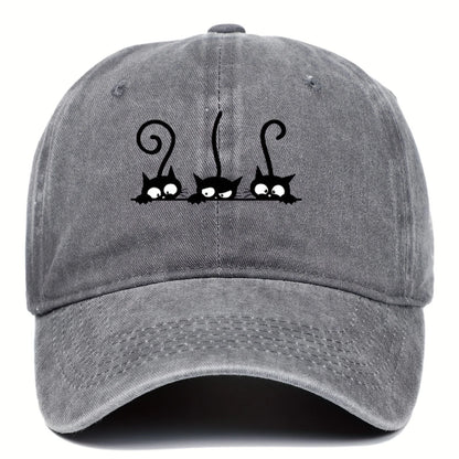Three Cute Cat Printed Baseball Hats For Men And Women
