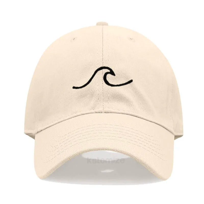 Men's Baseball Cap Women's Washed Cotton Waves Embroidery Embroidery Sport Golf Caps For Man