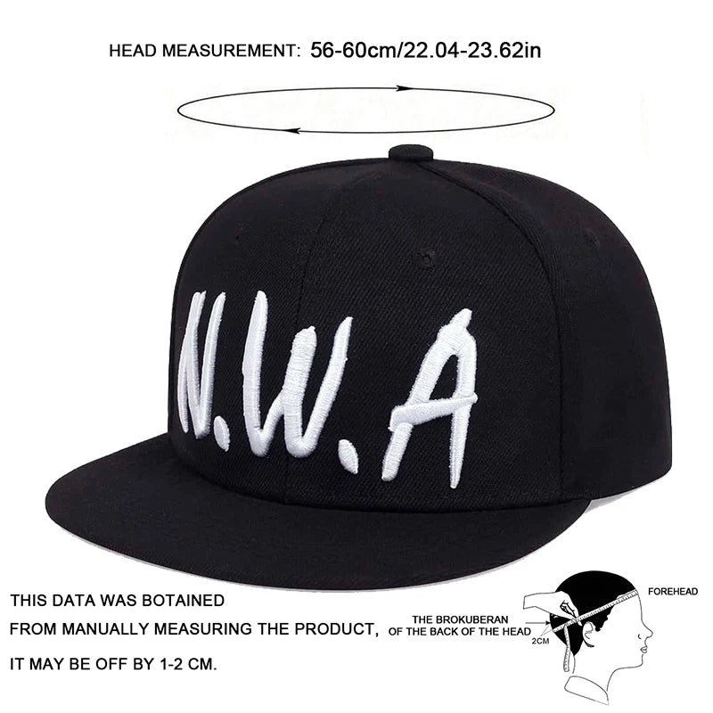 Unisex NWA Letter Embroidery Hip-hop Hats Snapback Cap Baseball Caps Sunscreen Hat