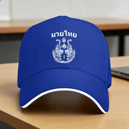 Summer Muay Thai Language Sak Yant Art Tattoo Twin Tiger Baseball Cap