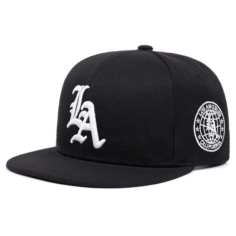 New Los Ange Earth Letter Embroidered Flat Edge Hat Women Simple Snapback Hat