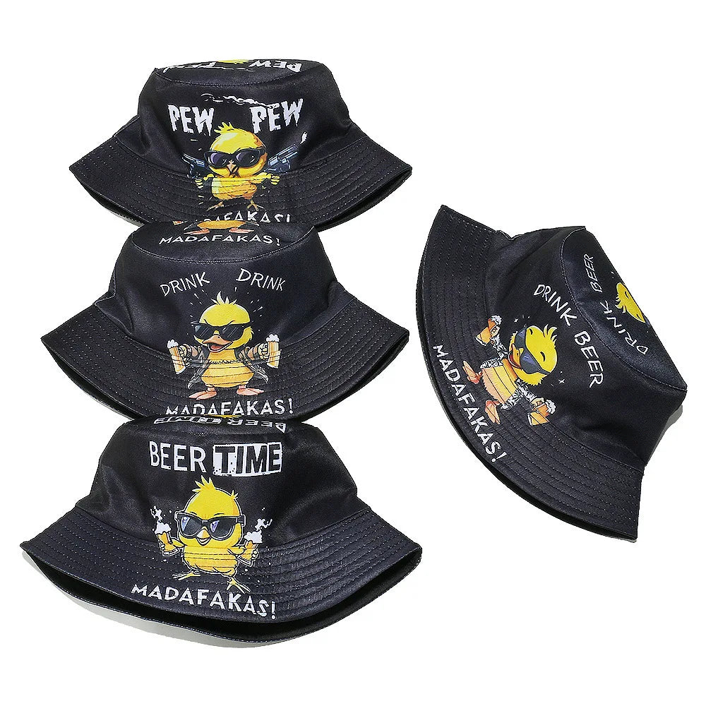 Rock Street Style Duck Chicken Letter Beer Bucket Hat