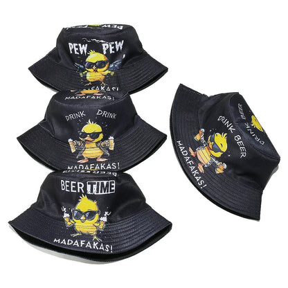 Rock Street Style Duck Chicken Letter Beer Bucket Hat