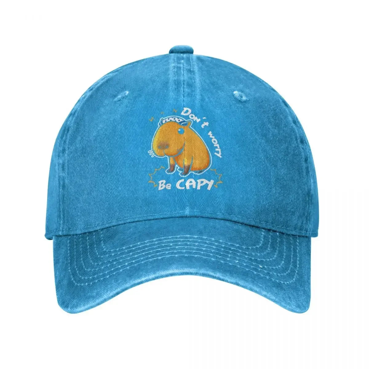 Classic Denim Capybara Don't Worry Be Capy Baseball Cap