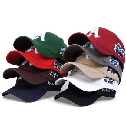 Unisex Gothic Letter A Side Whale Embroidery Baseball Caps