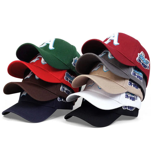 Unisex Gothic Letter A Side Whale Embroidery Baseball Caps