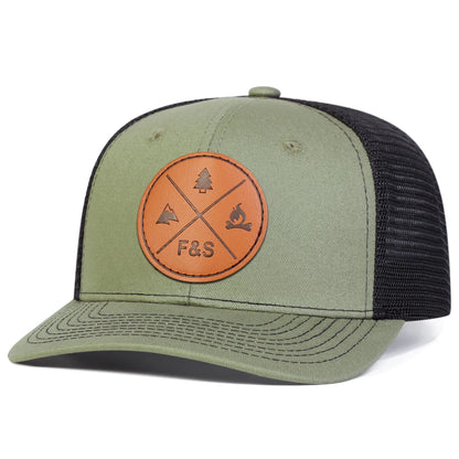 Unisex F&S Round Leather Label Baseball Net Caps Spring and Summer Outdoor
