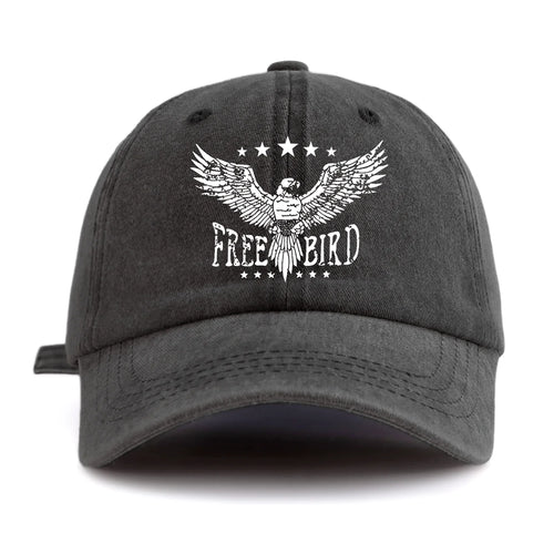 FREE BIRD Print Washed Baseball Cap