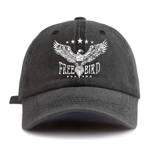 FREE BIRD Print Washed Baseball Cap